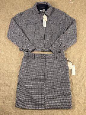 Cupcakes and Cashmere NWT Houndstooth Cropped Jacket Mini Skirt Set Small